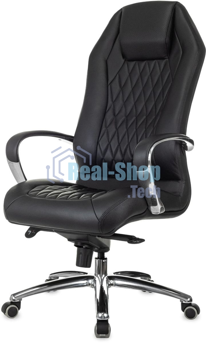 Кресло руководителя Бюрократ Aura/Black черный, кожа, крестовина полированный алюминий