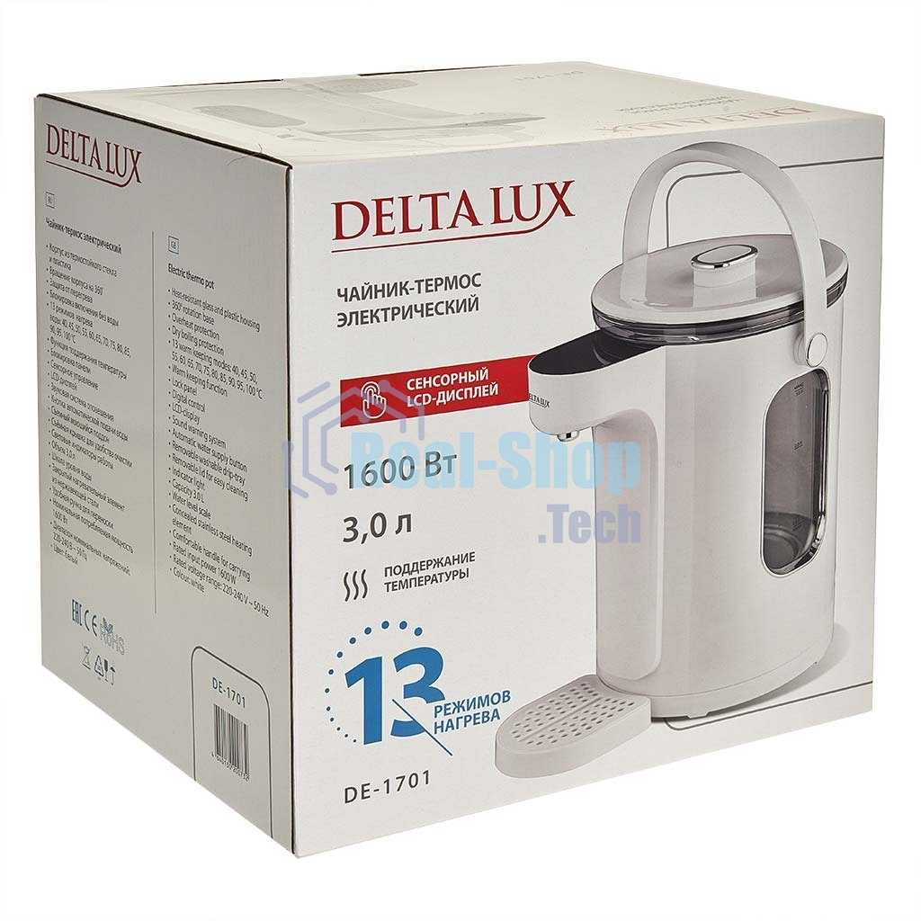 Чайник электрический-термос DЕLTA LUX DE-1701 3л,LCD дисплей,1.