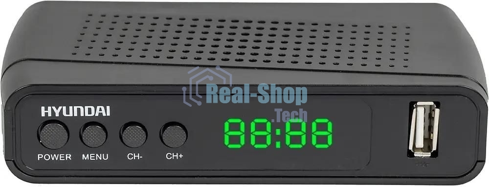 Приставка для цифрового ТВ Hyundai H-DVB520 черный, DVB-T2, DVB-T, DVB-C, HDMI, USB 2.0 х2