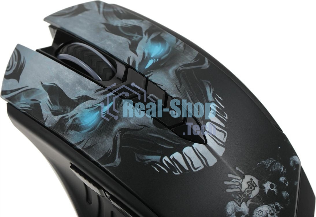 Мышь беспроводная A4Tech Bloody R80 Plus Skull черный, 5000 dpi, радиоканал, USB, кнопки - 8
