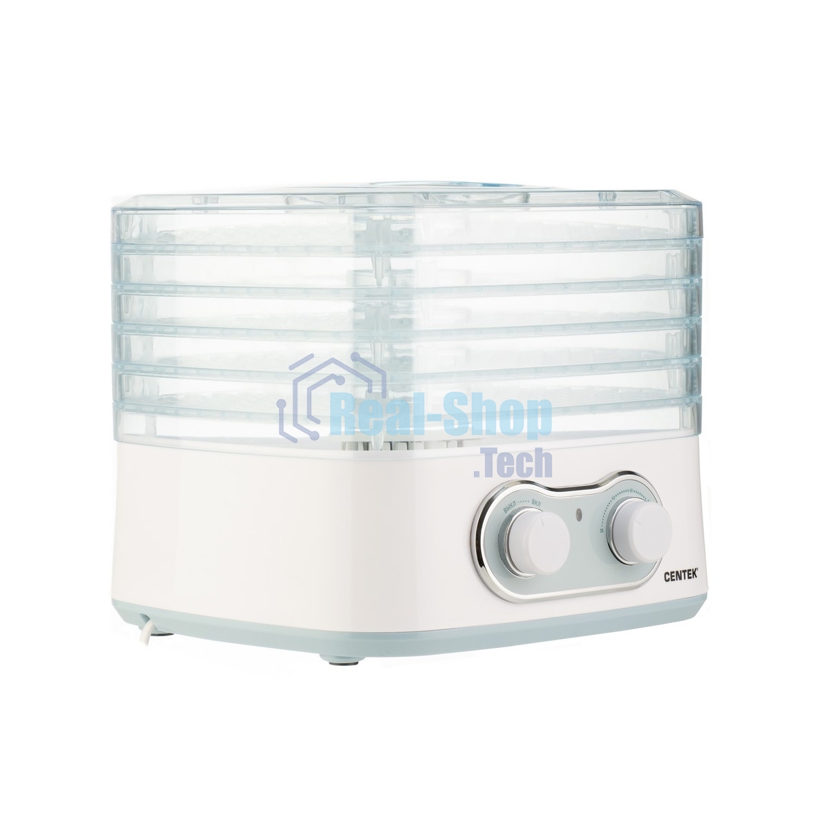 Сушилка для овощей Centek CT-1659 (белый), ОБЪЕМ 5 л, 270Вт, 5 поддонов, механическое управление