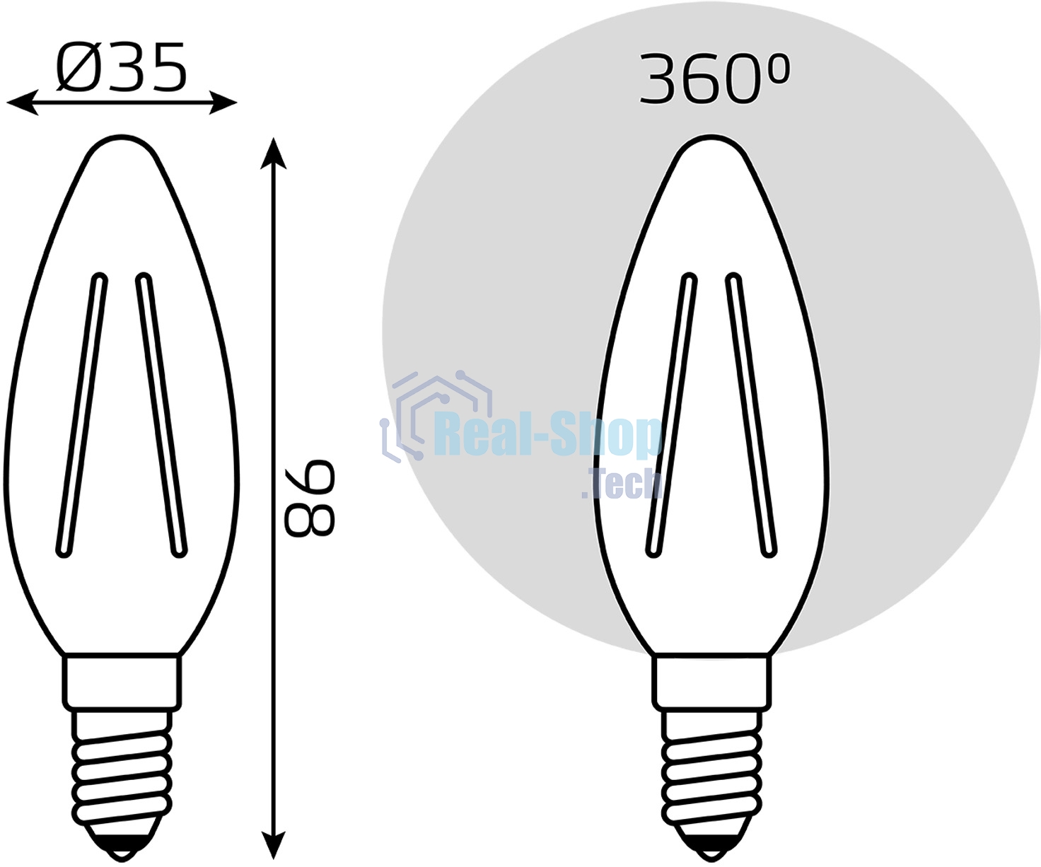 Лампа светодиодная филаментная Gauss Filament 10Вт цок.: E14 свеча св. свеч. бел. теп. (упак.: 10 шт)
