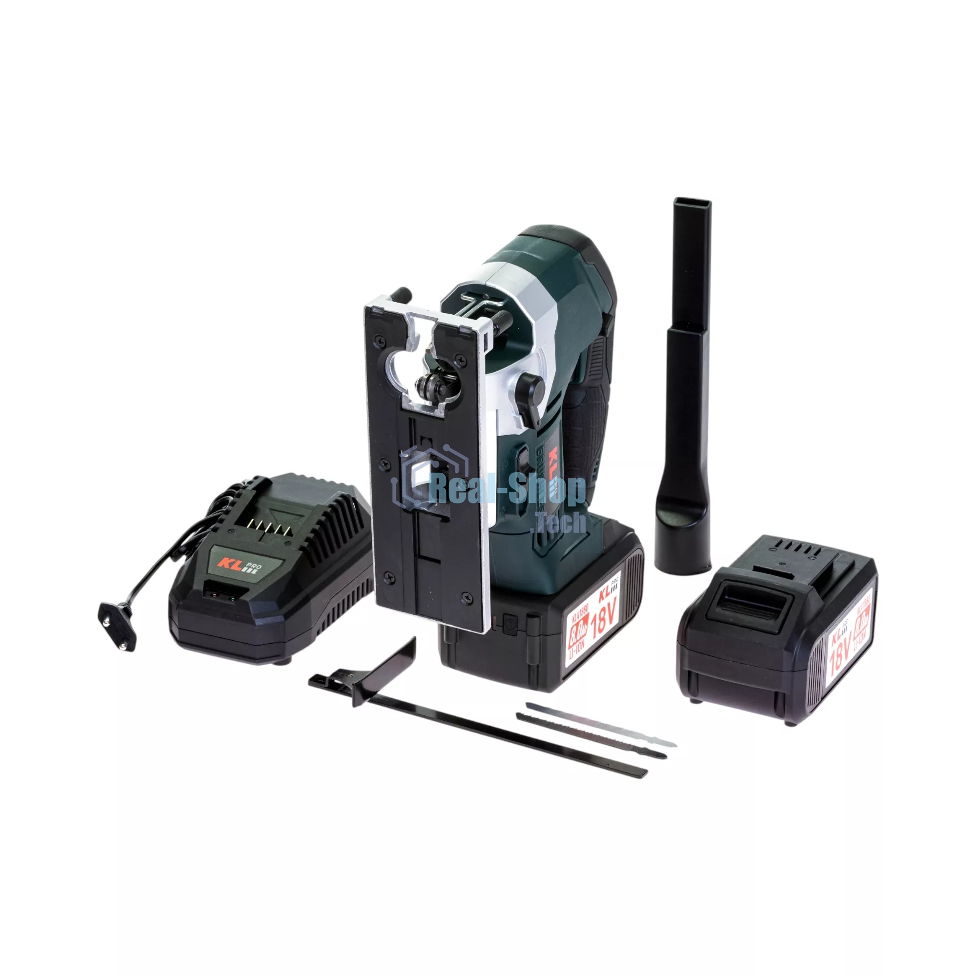 Лобзик электрический профессиональный бесщеточный KLPRO KLDT18B-80 (18В, Li-ion-2шт, 8.0А·ч, патрубок для пылесоса, полотна (дерево/металл, З/У-4А, кейс)