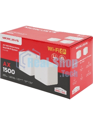 Бесшовный Mesh роутер Mercusys Halo H60X(2-pack) AX1500 10/100/1000BASE-TX белый (упак.:2шт)