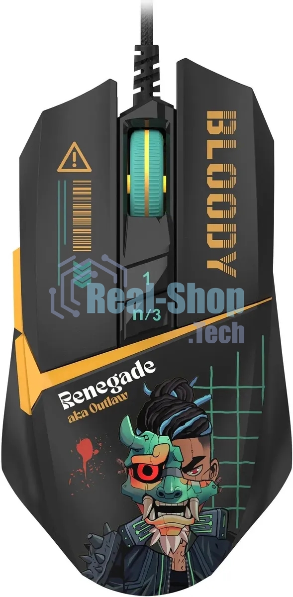 Мышь проводная A4Tech Bloody W63 Max Renegade черный, 12000 dpi, USB, кнопки - 7