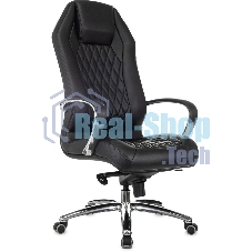 Кресло руководителя Бюрократ Aura/Black черный, кожа, крестовина полированный алюминий