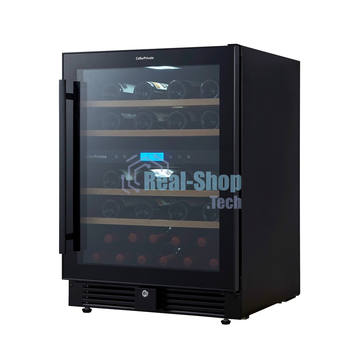 Винный шкаф встраиваемый Cellar Private CP043-2TB чёрный, 129 л, 2 отсека, 43 бут.