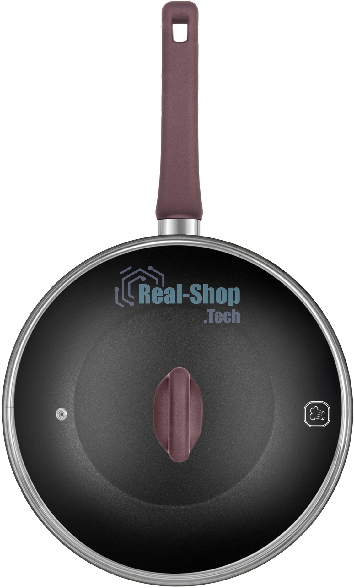 Сковорода ВОК (WOK) Rondell Fest RDA-1527 круглая 28 см, покрытие: Xylan Plus ручка несъемная (с крышкой) черный