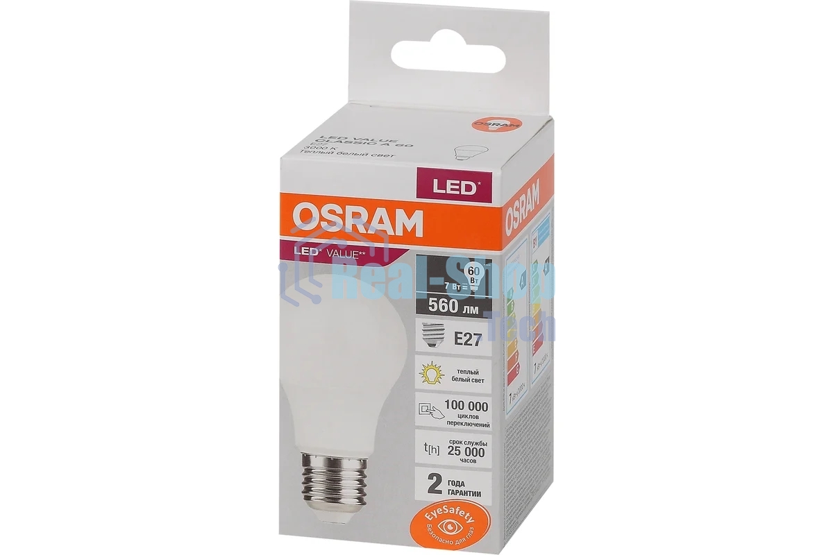 Лампа светодиодная OSRAM 4058075577893 LED Value LVCLA60 7SW/830 грушевидная матовая E27 230В 10х1 RU