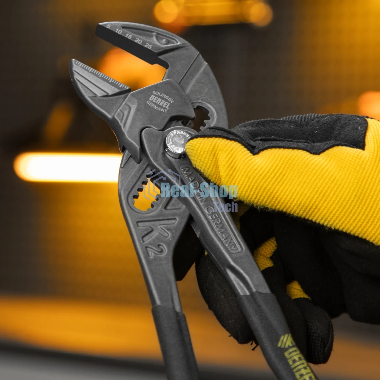 Клещи переставные Denzel кнопочный механизм, обливные рукоятки, сантехнические, 250 мм