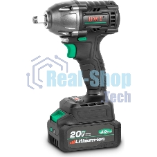 Гайковерт ударный аккумуляторный DWT ABWP-20 DN-4C2 BMC /20В/350 Нм/2400 об.в мин/3000 уд.в мин/M12-M22/бесщеточный мотор/LED-подсветка/2 АКБ, 4 А·ч/ЗУ/кейс/черный (ABWP-20 DN-4C2 BMC)