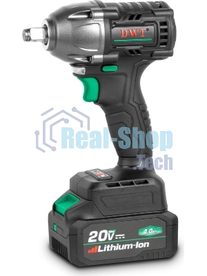 Гайковерт ударный аккумуляторный DWT ABWP-20 DN-4C2 BMC /20В/350 Нм/2400 об.в мин/3000 уд.в мин/M12-M22/бесщеточный мотор/LED-подсветка/2 АКБ, 4 А·ч/ЗУ/кейс/черный (ABWP-20 DN-4C2 BMC)