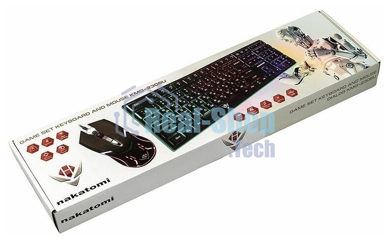 Комплект клавиатура+мышь Nakatomi KMG-2305U проводной, USB, 1600 DPI, черный