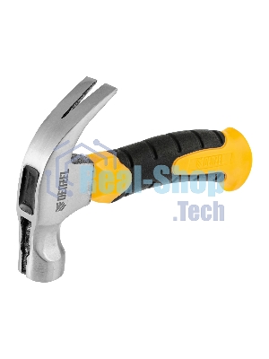 Молоток-гвоздодер мини Denzel, боек с магнитом, фибергласовая двухкомпонентная рукоятка, 9oz, 250г