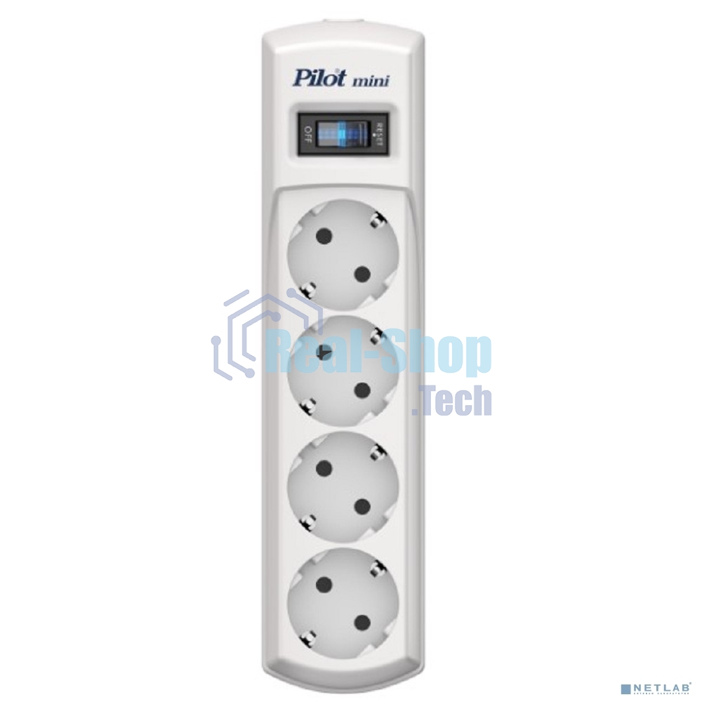 Сетевой фильтр Pilot mini 1.8 м (4 розетки) белый (коробка)