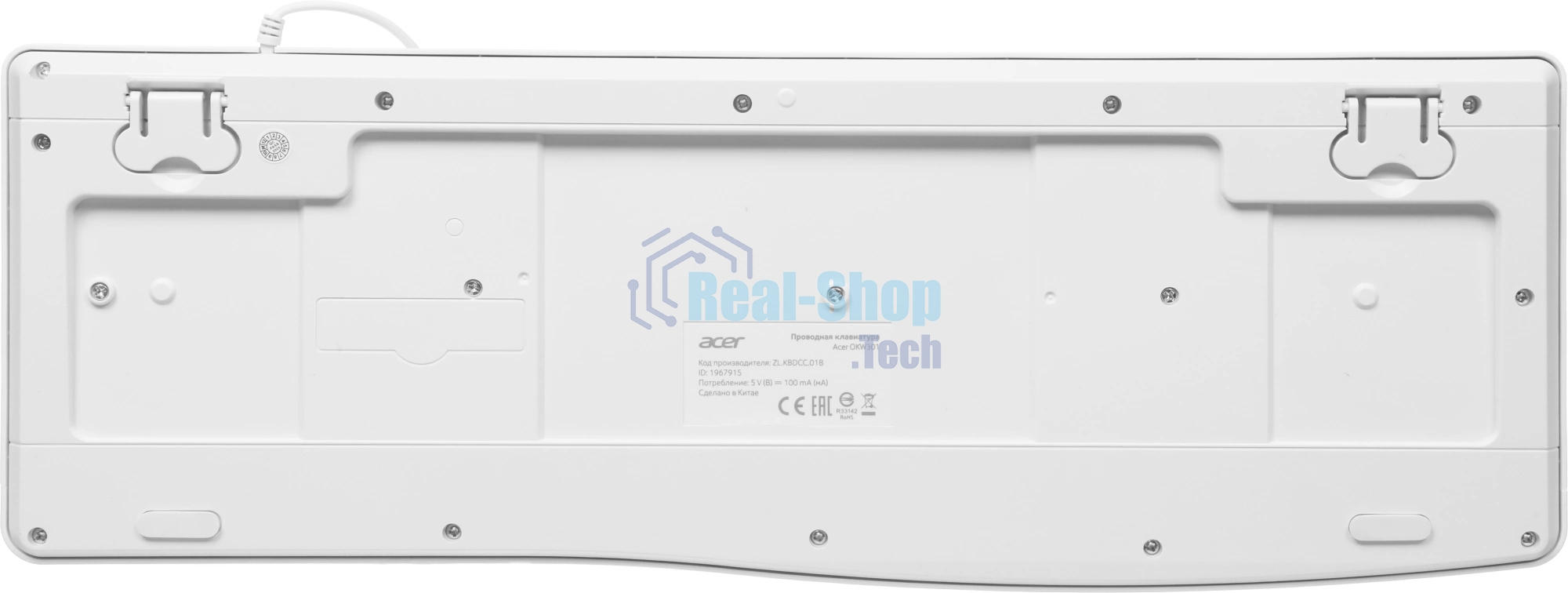 Клавиатура проводная Acer OKW301 (ZL.KBDCC.01B), USB, белый