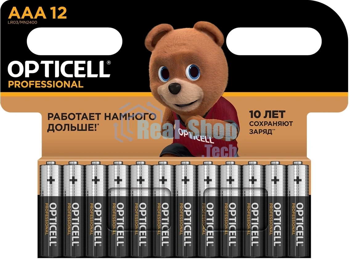 Элемент питания алкалиновый AAA/LR03 (блист. 12шт) Professional Opticell 5052006