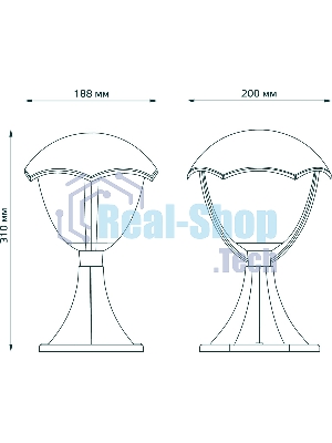 Светильник садово-парковый Gauss Aura на постамент 200x200x310мм, 170-240V/50Hz, 1xE27, Max.60W, IP: 54, 1/6