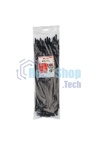 Хомут-стяжкa нейлоновая с тройным замком Rexant 400x7,6 мм, черная, упаковка 100 шт.