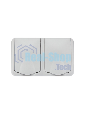 Блок горизонтальный 2 розетки Kranz Mini OG IP54 с заземлением, о/у, серый