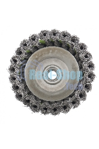 Щетка для УШМ Сибртех, 125 мм М14, чашка, крученая металлическая проволока 0,5 мм