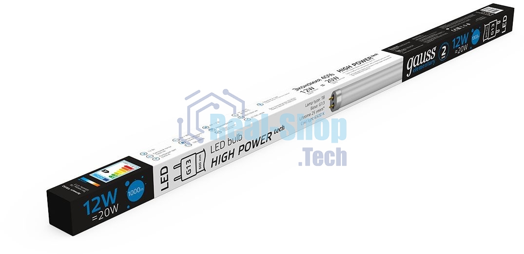 Лампа светодиодная Gauss Elementary T8 12Вт 6500К G13 1000лм 600мм стекло