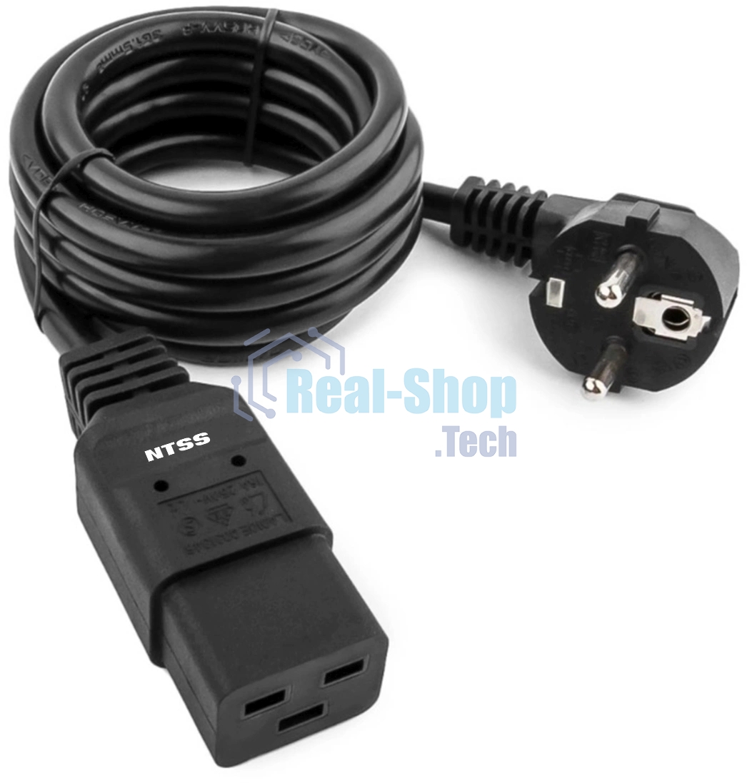 Шнур питания NTSS NTSS-PC19772 C19-Schuko проводник.:3x1.5мм2 3м 220/250В 16А черный