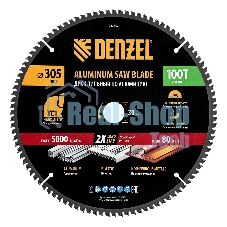 Пильный диск по алюминию Denzel ф305 х 30 мм, 100 зубьев 733807