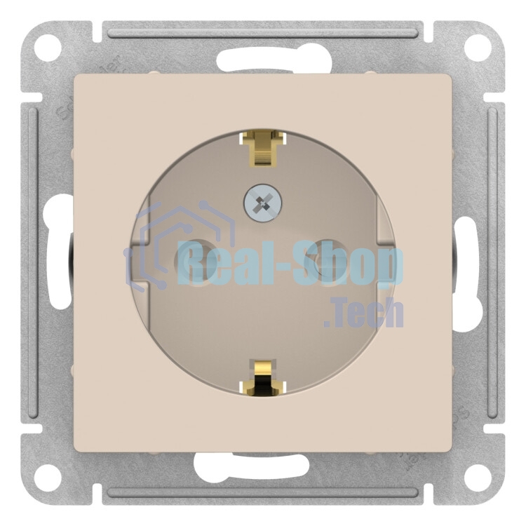 Механизм розетки 1-м СП AtlasDesign с заземл. защ. шторки 16А беж. SchE ATN000245