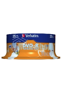 Диск DVD-R Verbatim 4.7Gb 16x Cake Box (25шт) Printable (43538)