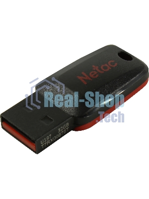 Флешка USB Netac U197 (NT03U197N-032G-20BK), 32Gb, USB 2.0, R/W 25/10, черный/красный