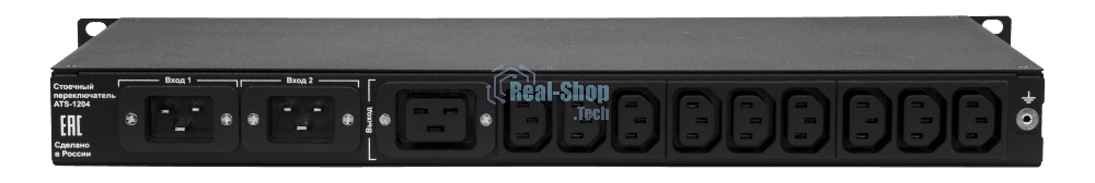 Автоматический ввод резерва ELEMY RACK ATS, 1U, 220В, 16А, OLED, Ethernet, in (2) C20, out (1) C19 (9) C13