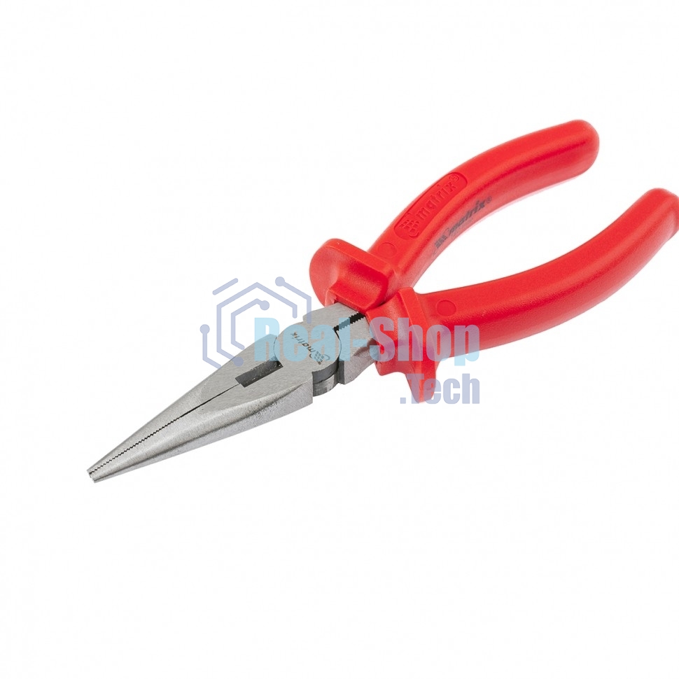 Длинногубцы Matrix Econom, 180 мм, прямые шлифованные, пластмассовые рукоятки