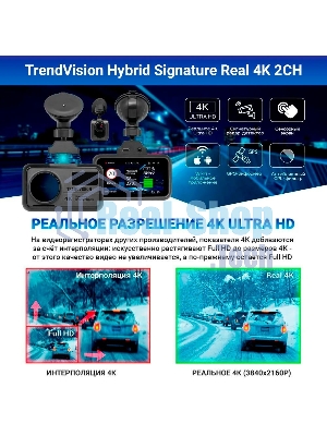 Видеорегистратор с радар-детектором TrendVision Hybrid Signature Real 4K 2CH GPS ГЛОНАСС