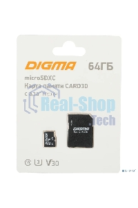 Флеш карта microSDXC 64Gb Class10 Digma CARD30 + adapter