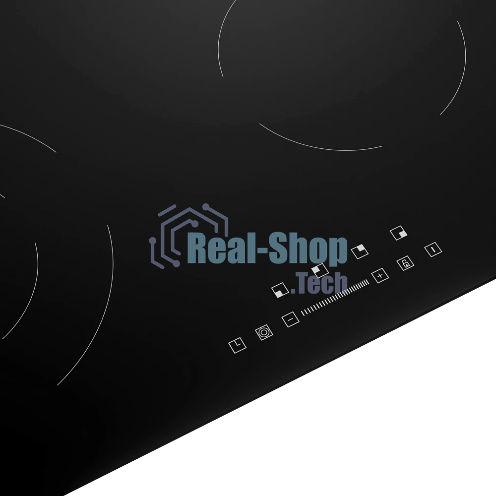 Варочная поверхность MONSHER MHE 6013, электрическая, Hi-Light, 9 уровней мощности, бустер, автоматическое отключение, таймер, индикатор остаточного тепла, сенсорное управление, черный