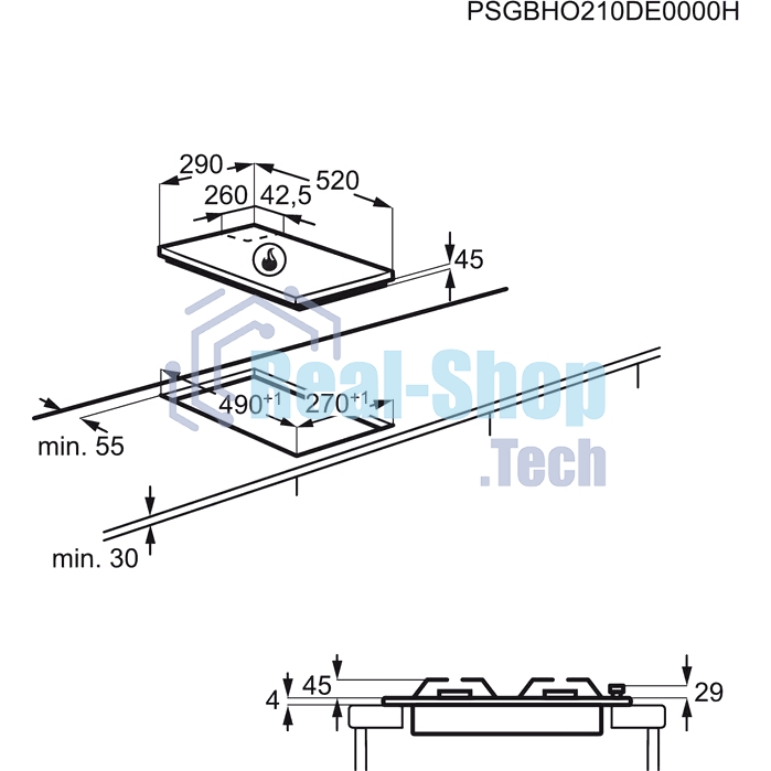 Газовая варочная панель Electrolux EGC3322NVK черный