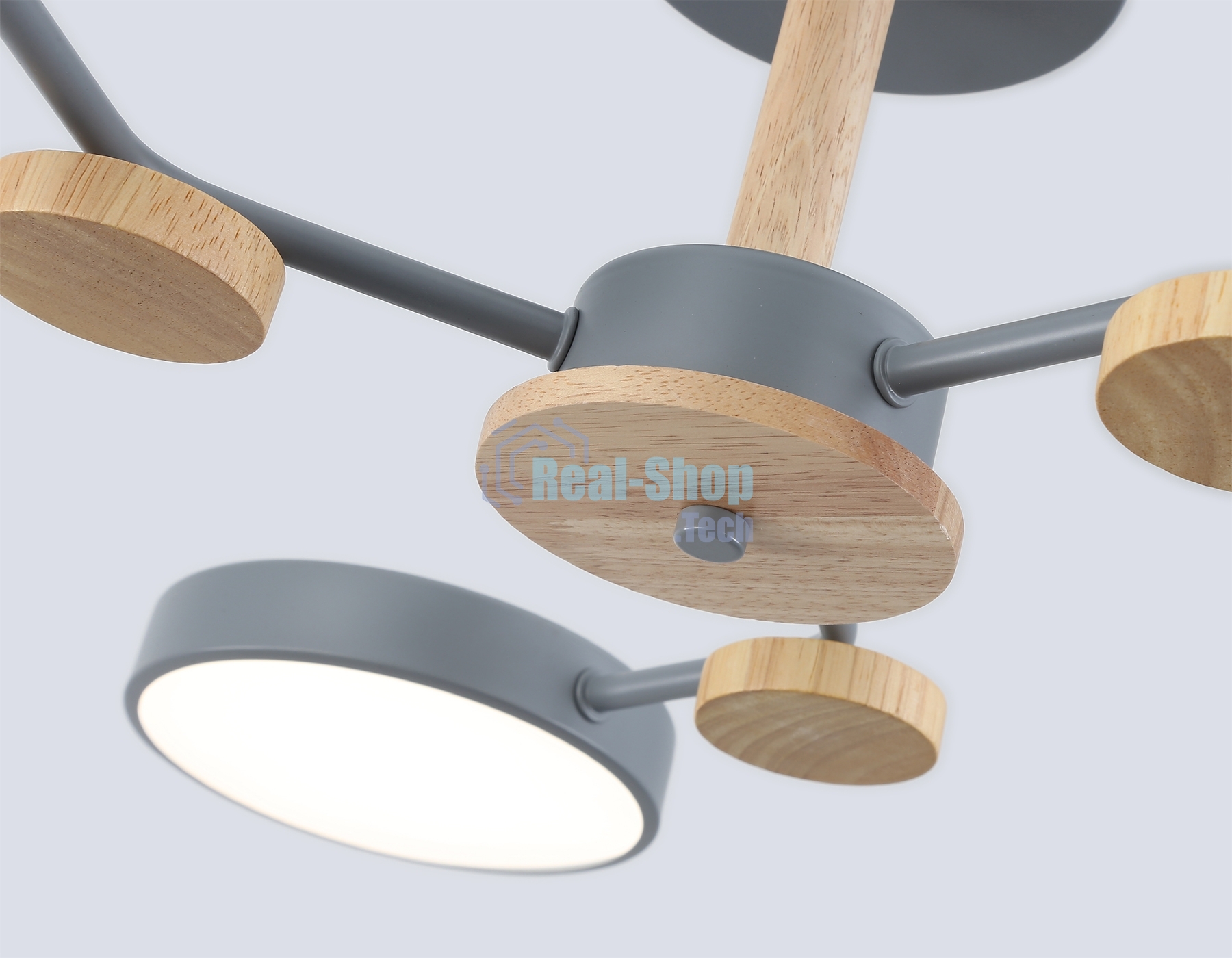 Светильник Ambrella light FL4856/3 GR/WD серый/дерево 54W 3000-6000K D660*170 (без ПДУ)