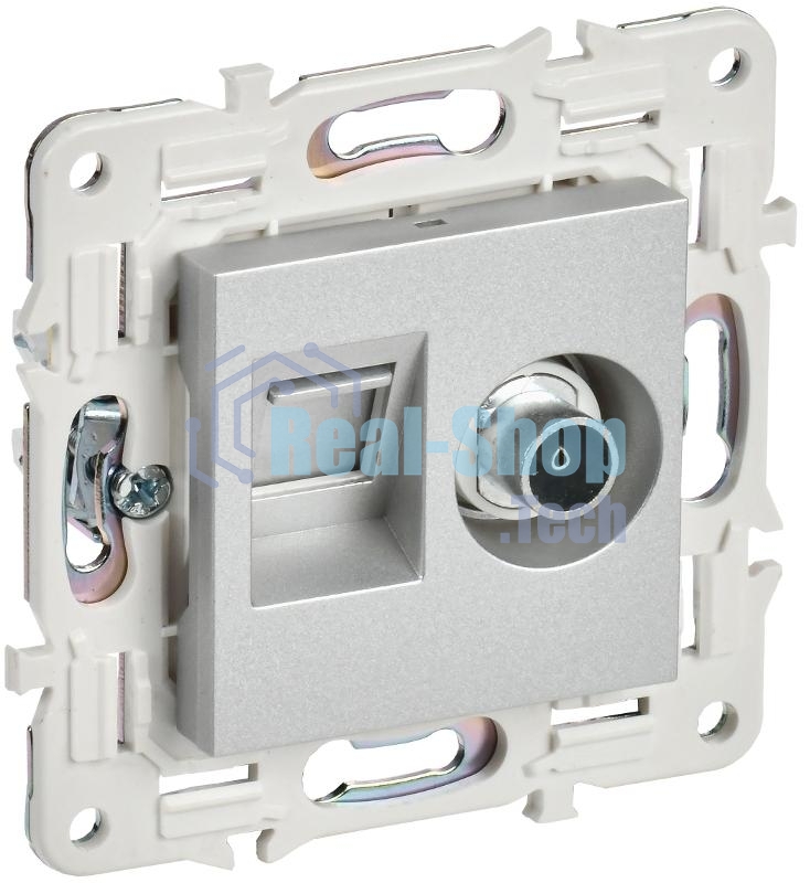 IEK SKANDY Серебряный Розетка двойная TV+RJ45 кат.5E SK-A14S
