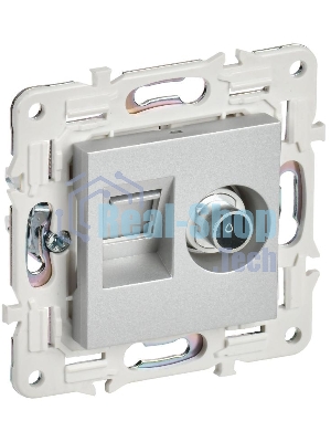 IEK SKANDY Серебряный Розетка двойная TV+RJ45 кат.5E SK-A14S