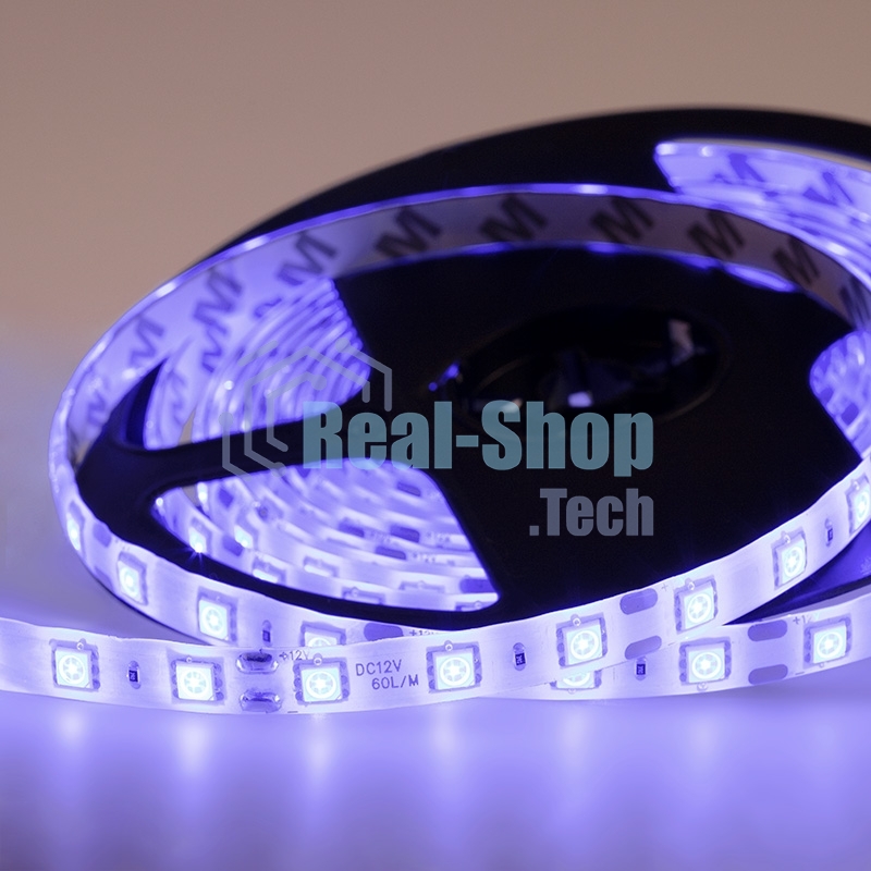 Лента светодиодная силикон, 10 мм, IP65, SMD 5050, 60 LED/m, 12 V, цвет свечения синий