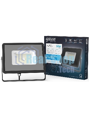 Прожектор светодиодный Gauss Qplus 50Вт 6500К 4250лм IP65 графит. сер. 1/10