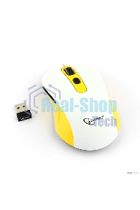 Мышь беспроводная Gembird MUSW-221-Y белый/желтый, 1600 dpi, радиоканал, USB, кнопки - 6