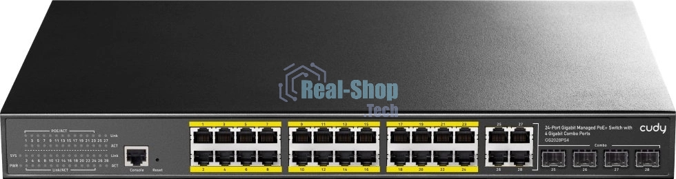 Коммутатор Cudy GS2028PS4-400W 24-Port Layer 2 Managed Gigabit PoE+ Switch with 4 Gigabit Combo Ports, 400W