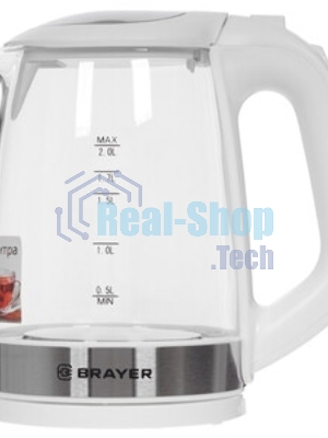 Чайник электрический BRAYER BR1040WH 2220 Вт, 2 л, стек л, белый.