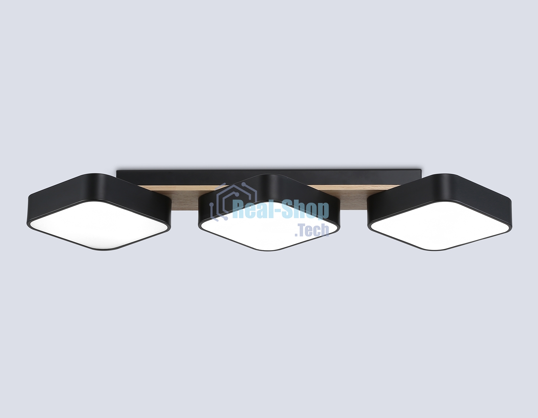 Светильник Ambrella light FL4878/3 BK/WD черный/дерево 54W 3000-6000K 680*200*70 (без ПДУ)