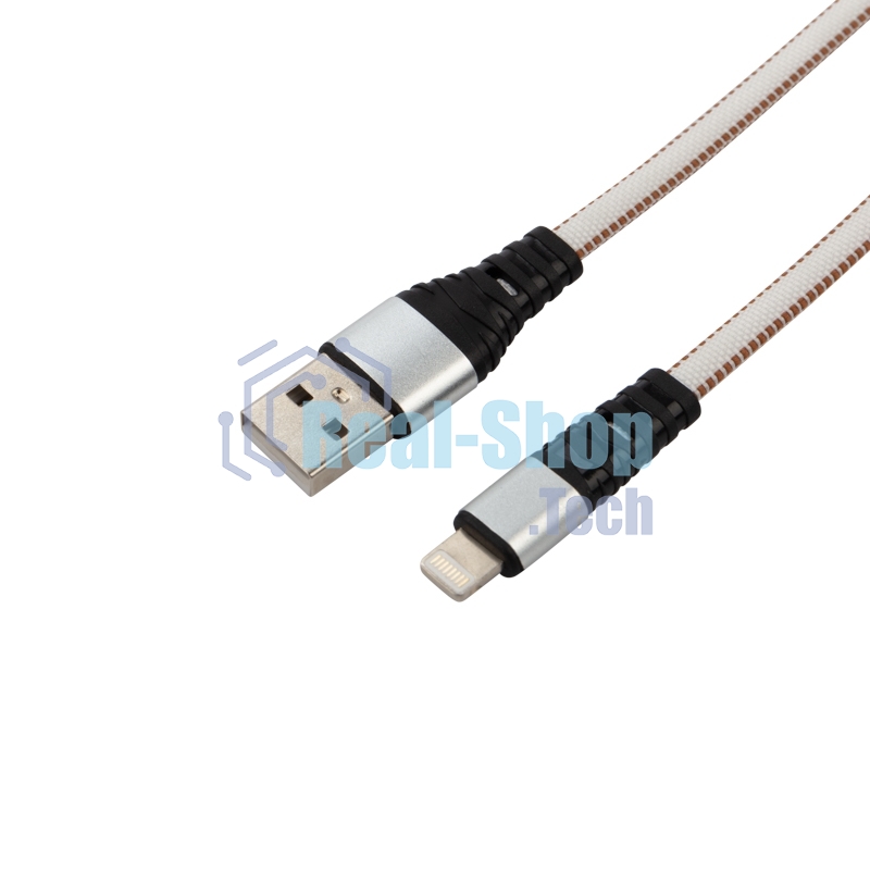 Кабель Rexant USB-Lightning 2.4 A, 1 м, белая нейлоновая оплетка