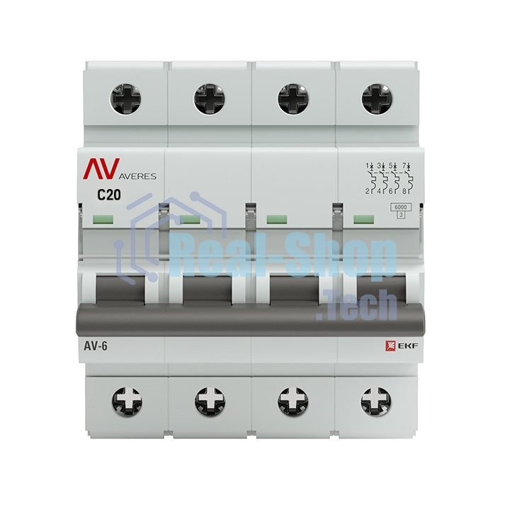 Выключатель автоматический Averes AV-6 (С) 4P 20А 6kA