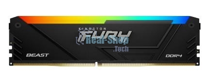 Оперативная память Kingston Fury Beast, DDR4, 32GB (2x16GB), 3200MHz, CL16, DIMM, с радиатором, RGB, черный