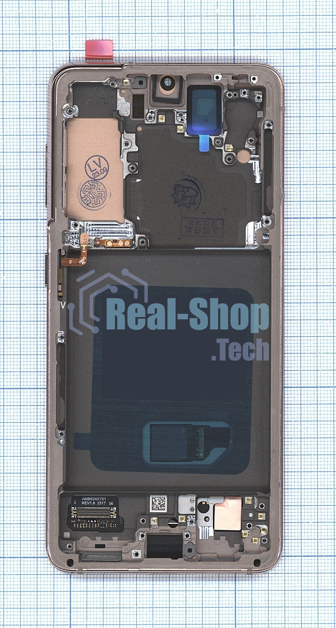Дисплей (модуль) для Samsung Galaxy S21 5G SM-G991B в сборе с тачскрином и рамкой (OLED) фиолетовый